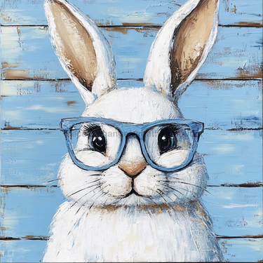 Easter Sign, Bunny with Glasses, DCO-12896, Sign For Wreath, 10x10